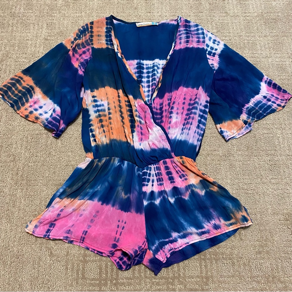 {Vintage Havana} Tie Dye Wrap Romper ~ Size XS